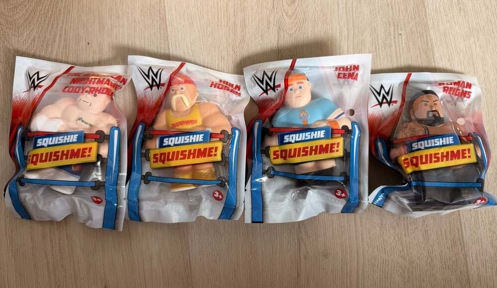 WWE Squishme Mystery Pack Lot of 4 Figures (Cody Rhodes, Hulk Hogan, John Cena,